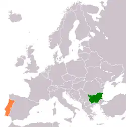 Lage von Bulgarien und Portugal