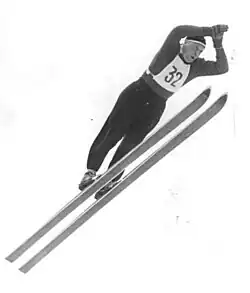 Werner Lesser beim Osterspringen 1956 in Oberwiesenthal