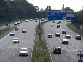 Die A&nbsp;66 vor dem Nordwestkreuz aus Richtung Frankfurt