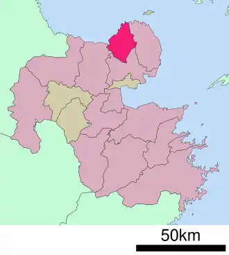 Lage Bungo-Takadas in der Präfektur