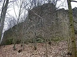 Die Westseite der Vorburg über den Graben