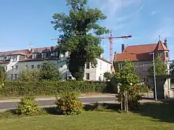 Albinischloss, Kreisamt und Stadtmaueranbindung von Süden