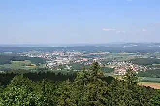 Blick vom Großen Kordigast über Burg- und Altenkunstadt und Woffendorf