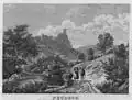 Burgruine Neideck, Stahlstich (1834) von Conrad Wießner