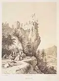 Burgruine Neideck, Lithografie (um 1840) von Theodor Rothbarth nach einer Zeichnung von Carl Käppel