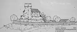 Rekonstruk­tion Burg Dasing, bayerisch Schwaben (um 1518 bis 1632 im Familien­besitz)
