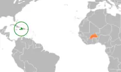 Lage von Haiti und Burkina Faso