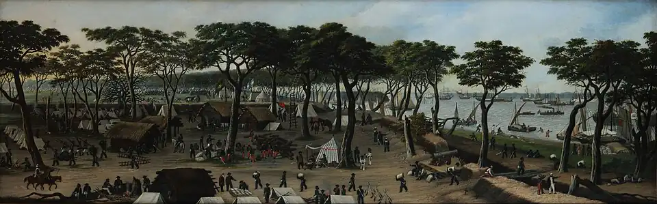 Innenansicht von Curuzú von flussaufwärts (von Norden nach Süden) am 20. September 1866, von Cándido López, 1891. Museo Nacional de Bellas Artes (Buenos Aires)