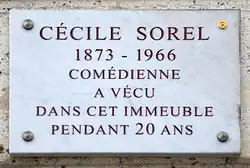 Plakette an Nr. 7: Cécile Sorel
