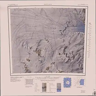 Topographische Karte mit Mount Priestley (rechts oben)