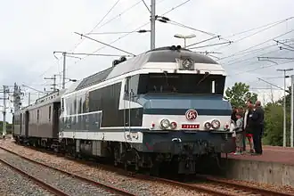 Diesellokomotive CC&nbsp;72084 der SNCF in ursprünglicher Farbgebung in Lison