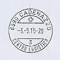 Stempel des Post-Logistikzentrums Cadenazzo; Mai 2015.
