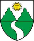 Sonnenfigur im Wappen der Gemeinde Zwischbergen, Schweiz