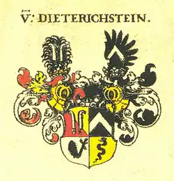 Gemehrtes Wappen der Freiherren von Dietrichstein, nach Siebmacher, zwischen 1701 und 1705