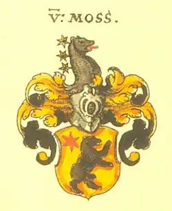Wappen derer von Moos in Johann Siebmachers Wappenbuch von 1605, (seitenverkehrt)