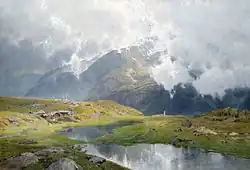 Auf dem Hohen Fraßen und Wolkenverhangene Hochgebirgslandschaft