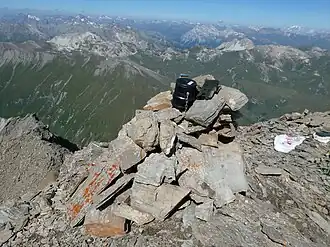 Steinmann auf dem Piz Arblatsch