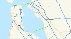 Streckenverlauf der Interstate 380 (CA)