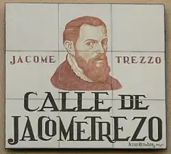 Straßenschild, Calle de Jacometrezo, Madrid