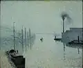 La Seine à Rouen, l’île Lacroix, effet de brouillard