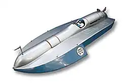 Standmodell von Blue Bird K4, seinem letzten Rekordboot