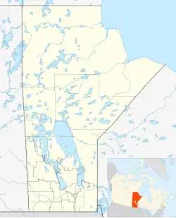 Karte mit Position der Keeseekoowenin Ojibway First Nation in Manitoba, Kanada