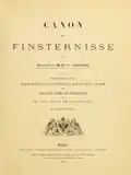 Deckblatt des Canons der Finsternisse