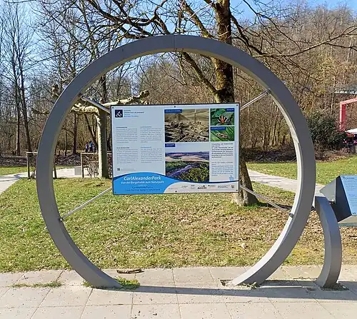 Infotafel mit Bildern der ehem. Grube