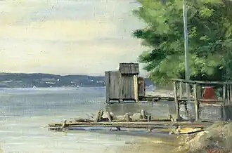 Badehütte am Starnberger See bei Ambach, 1880