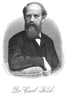 Foto von Carl Koch und Stahlstich zur Massenpublikation