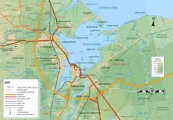 Topografische Karte von Bathurst und seiner Umgebung