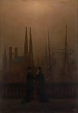 Caspar David Friedrich: Die Schwestern auf dem Söller am Hafen, um 1820