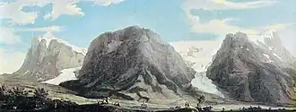 Oberer und Unterer Grindelwaldgletscher 1774. Gemälde von Caspar Wolf
