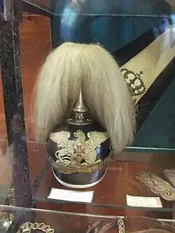 Offiziershelm (Pickelhaube) des 1.&nbsp;Badischen Leib-Grenadier-Regiments mit Paradehaarbusch, Erster Weltkrieg