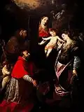 Madonna mit Kind und den Hl. Franziskus, Carlo Borromeo und Katharina von Alexandrien, Uffizien, Florenz, ca. 1525–1530