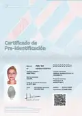 Beispiel des „Pre-Identifikationszertifikats“, eines Dokuments, das für im Land geborene Personen verwendet wird, die die reguläre Identitätskarte nicht erhalten können (vorübergehende Gültigkeit).