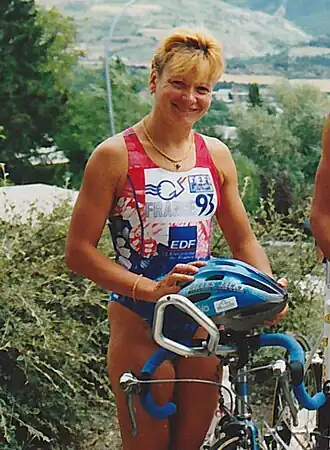 Anne-Marie Rouchon beim Embrunman, 1993