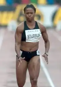 Chandra Sturrup, über 100&nbsp;Meter auf Rang sieben – im Halbfinale Sechste in 22,75&nbsp;s und damit nicht im&nbsp;Endlauf