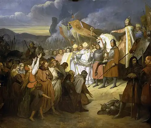Karl der Große empfängt die Unterwerfung Widekinds, Historienbild von Ary Scheffer, 1835
