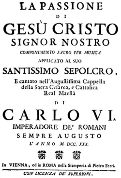Charles Sodi - La passione - titlepage of the libretto - Montefiascone 1733