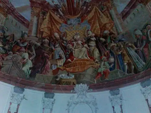 Schloss Trpísty – Fresko im Salon: Botschafter Graf Joachim von Sinzendorf wird in Konstantinopel vom Amurat III. empfangen.