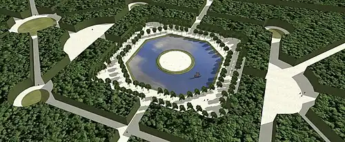 Blick auf den Inselhain in den Gärten