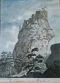 Aquarell der Burgruine Château de la Roche