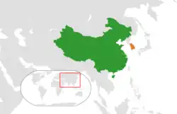 Lage von Volksrepublik China und Südkorea