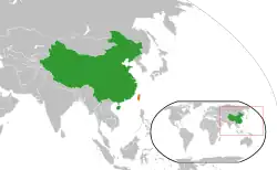 Lage von Volksrepublik China und Taiwan