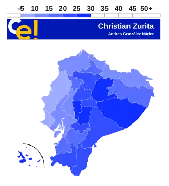 Stimmanteile von Christian Zurita in den Provinzen