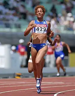 Christine Arron, 1998 Europameisterin und Gewinnerin zahlreicher olympischer und WM-Medaillen wurde Achte in diesem&nbsp;Finale