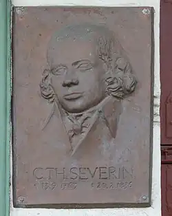Porträttafel am „Haus Gottesfrieden“, Wohnhaus von Carl Theodor Severin (1763–1836) in Bad Doberan