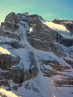 Die vergletscherte Nordflanke des Massivs
