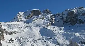 Die Cima Falkner in der Bildmitte, links die Cima del Grostè (2009)